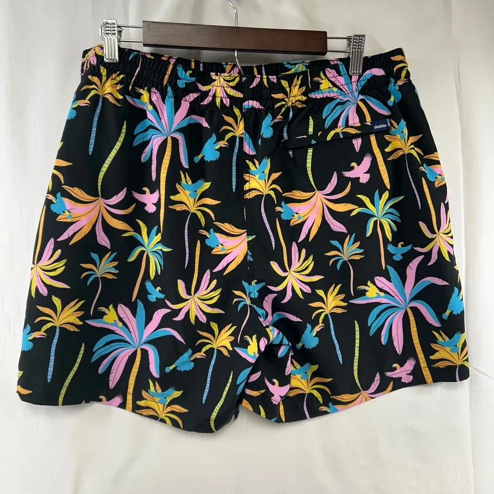 Chubbies Swim Trunks Mens XXL Black Tropical Palm Tree 5.5 Inseam Drawstring